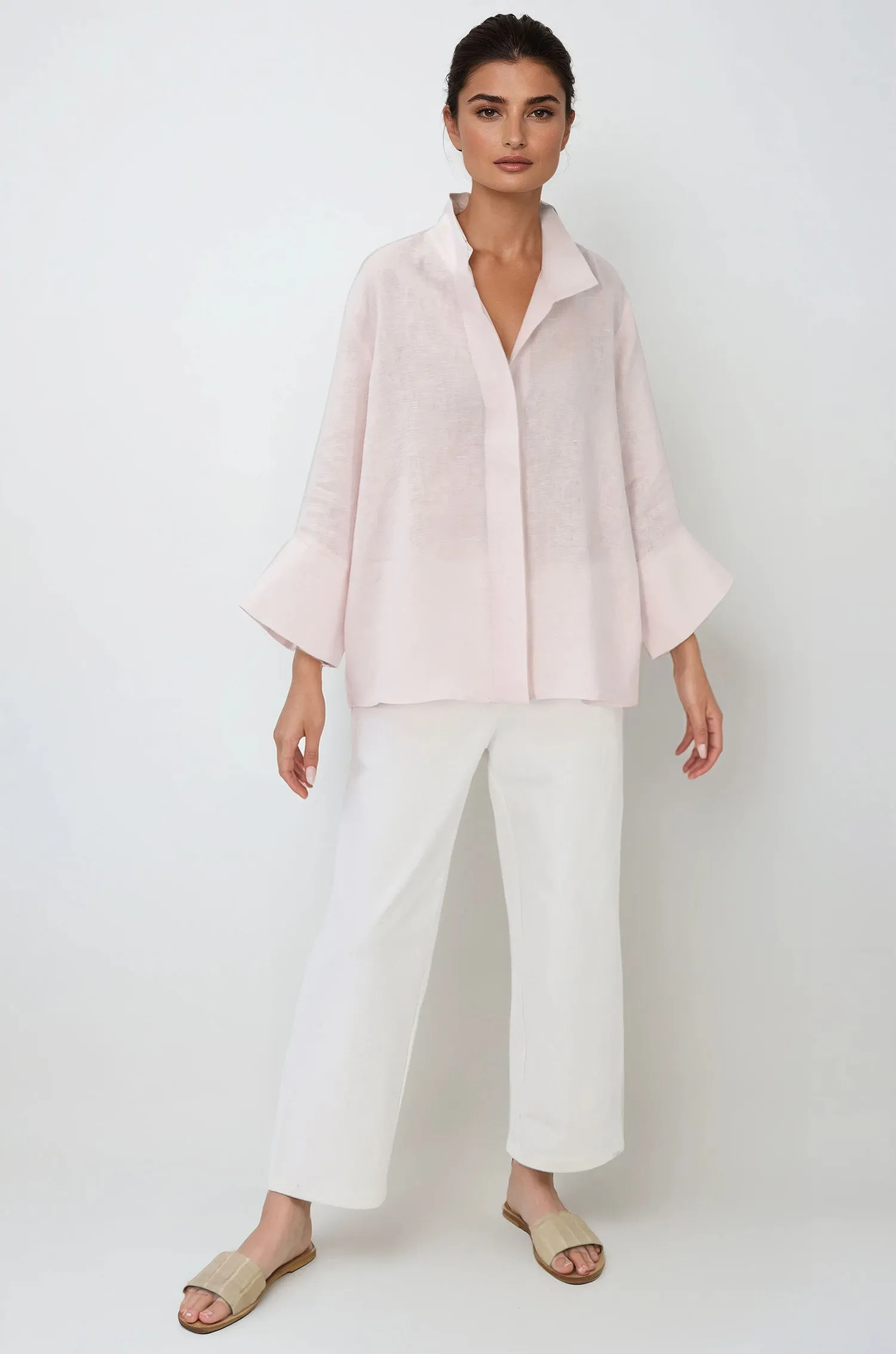 SANDRINE WIDE-CUFF SHIRT IN ITALIAN LINEN free movement