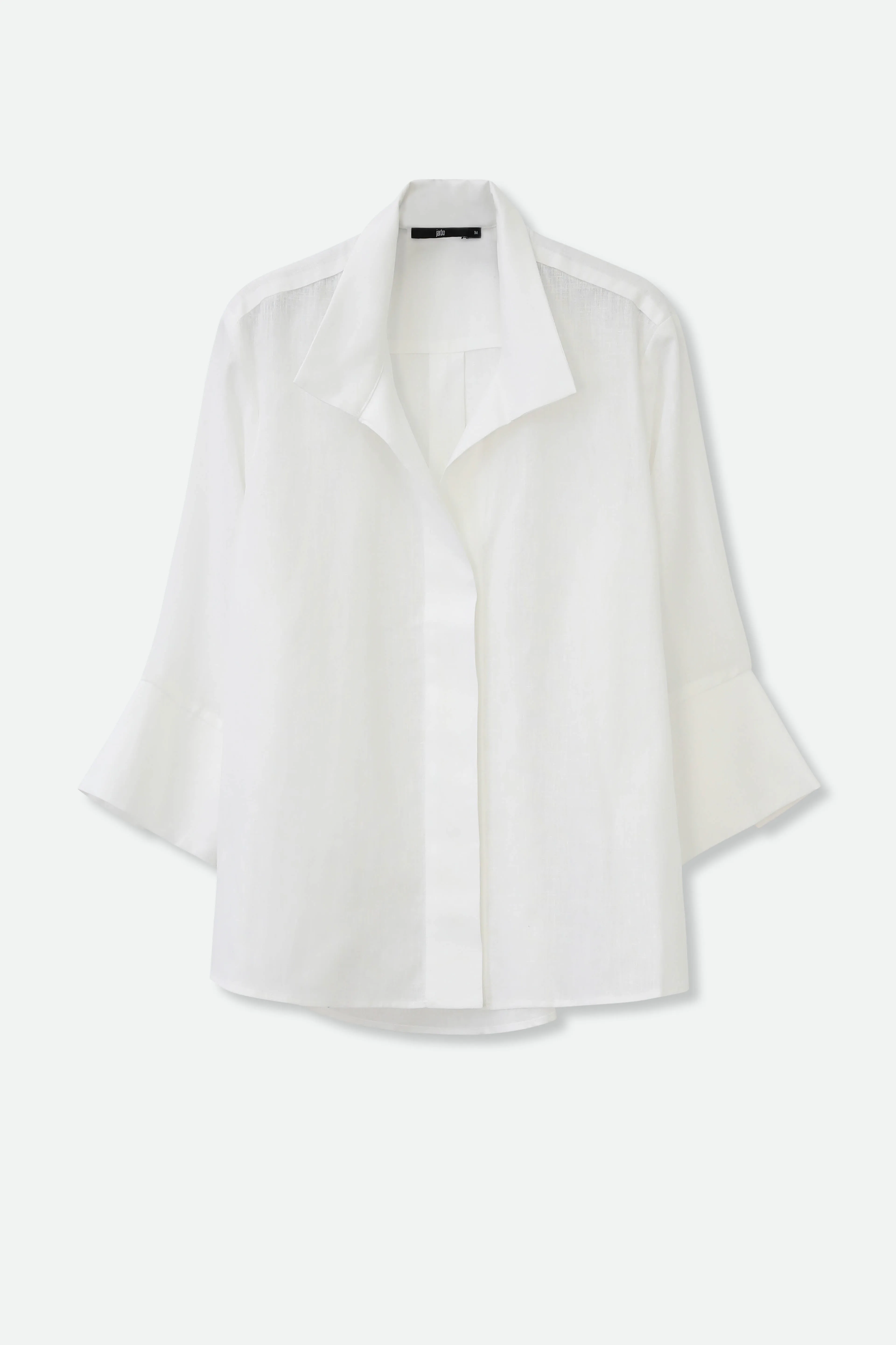 SANDRINE WIDE-CUFF SHIRT IN ITALIAN LINEN minimal tone