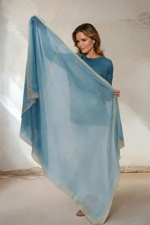 SCARF IN HAND DYED CASHMERE TURQUOISE SAND winter warmth SCARF IN HAND DYED CASHMERE TURQUOISE SAND personal style