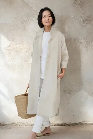 SHIRTDRESS DUSTER IN PREMIUM ITALIAN LINEN light poise