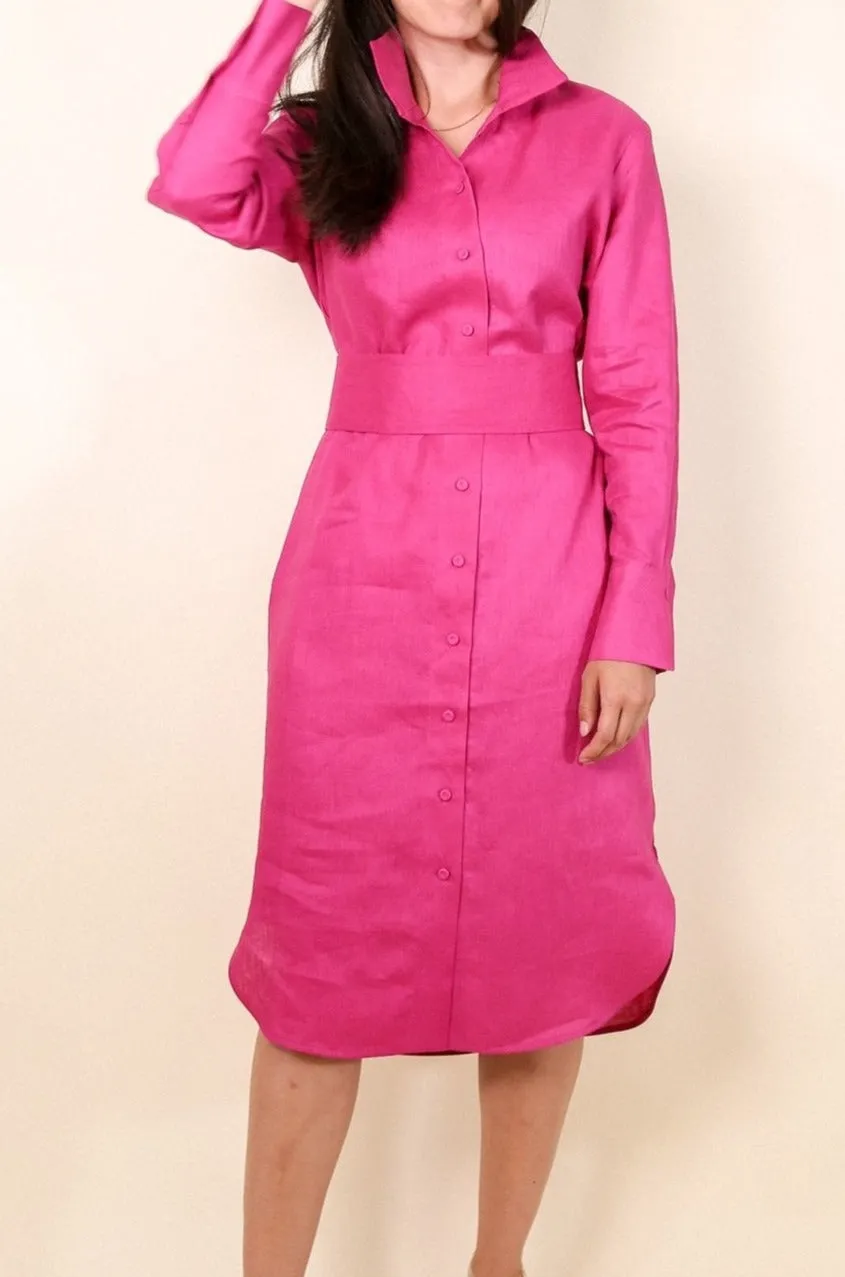 SHIRTDRESS DUSTER IN PREMIUM ITALIAN LINEN effortless chic