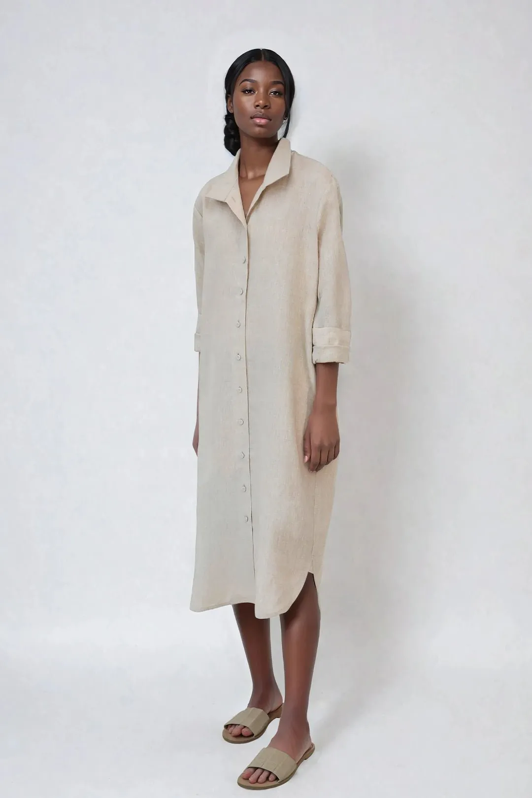SHIRTDRESS DUSTER IN PREMIUM ITALIAN LINEN breezy mood
