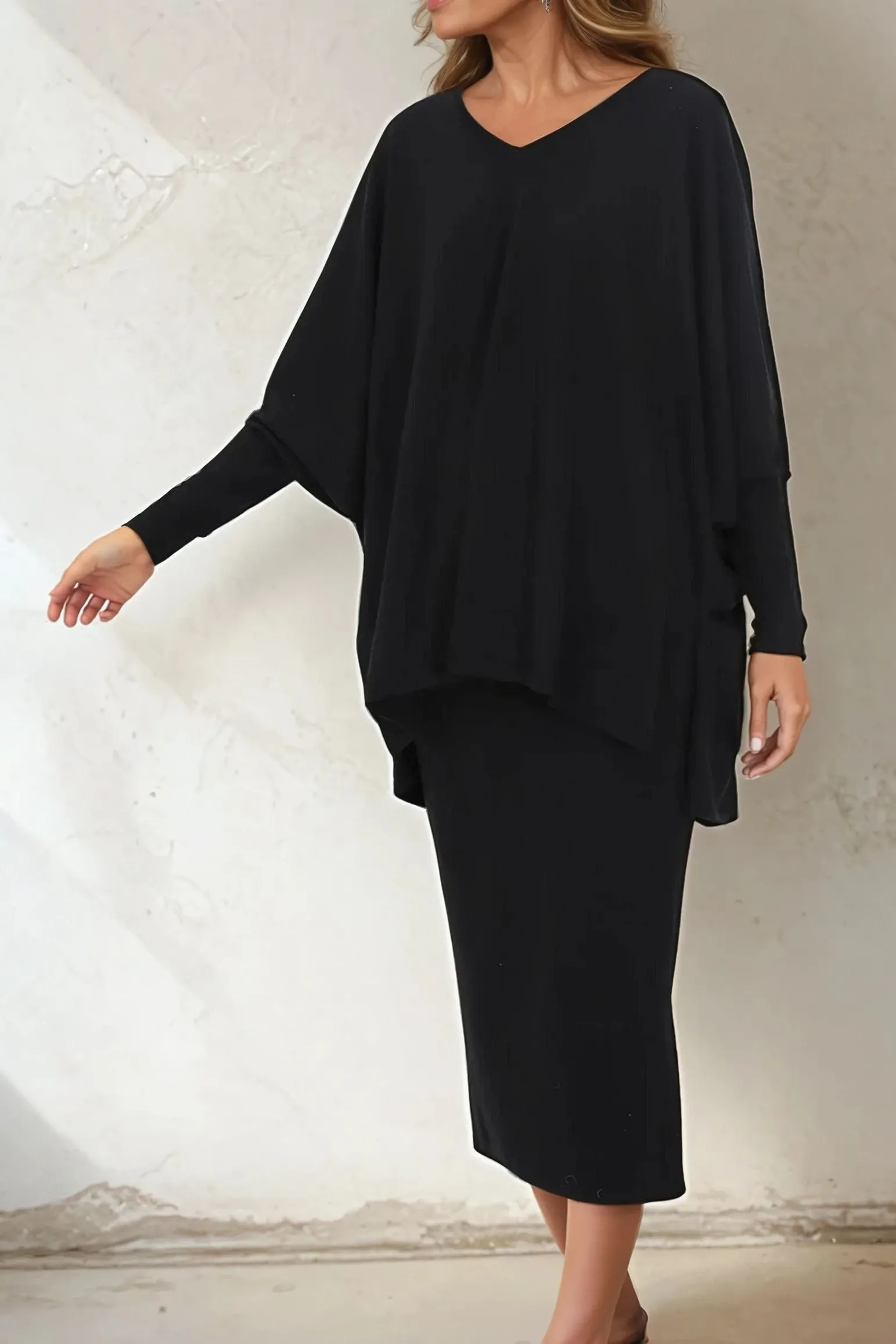 SICILY PENCIL SKIRT IN KNIT PIMA COTTON STRETCH calm vibe