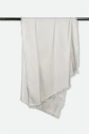 SILVER SILK TWILL FRINGED SCARF WRAP winter warmth SILVER SILK TWILL FRINGED SCARF WRAP season match