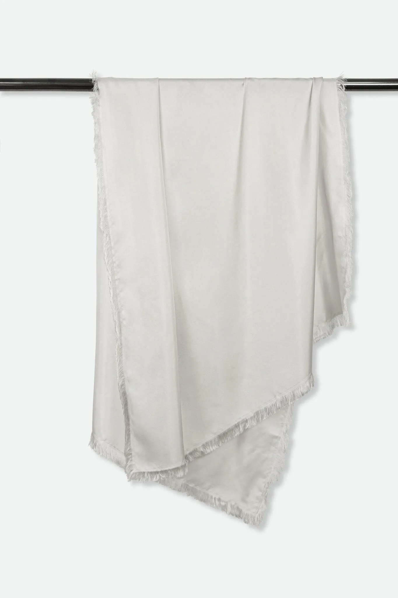 SILVER SILK TWILL FRINGED SCARF WRAP season match