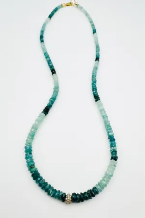SMALL GRADIENT GRANDIDIERITE WITH MINI DIAMOND DONUT NECKLACE crafted soul SMALL GRADIENT GRANDIDIERITE WITH MINI DIAMOND DONUT NECKLACE ritual vibe