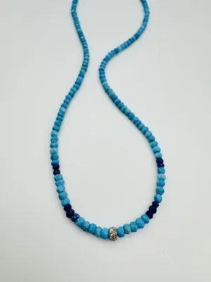 SS DOUBLE DIAMOND RHONDEL LAPIS AND TURQUOISE SEGMENT NECKLACE tailored look SS DOUBLE DIAMOND RHONDEL LAPIS AND TURQUOISE SEGMENT NECKLACE chic details