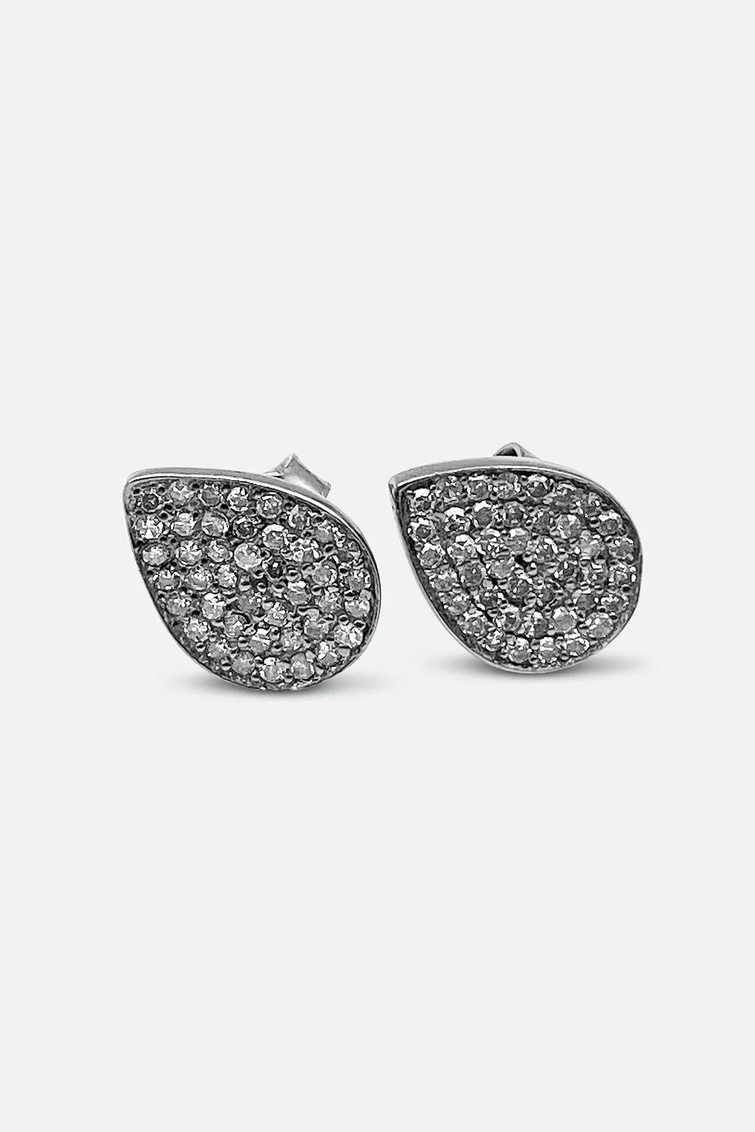 Sterling Silver Diamond Teardrop Studs healing tone