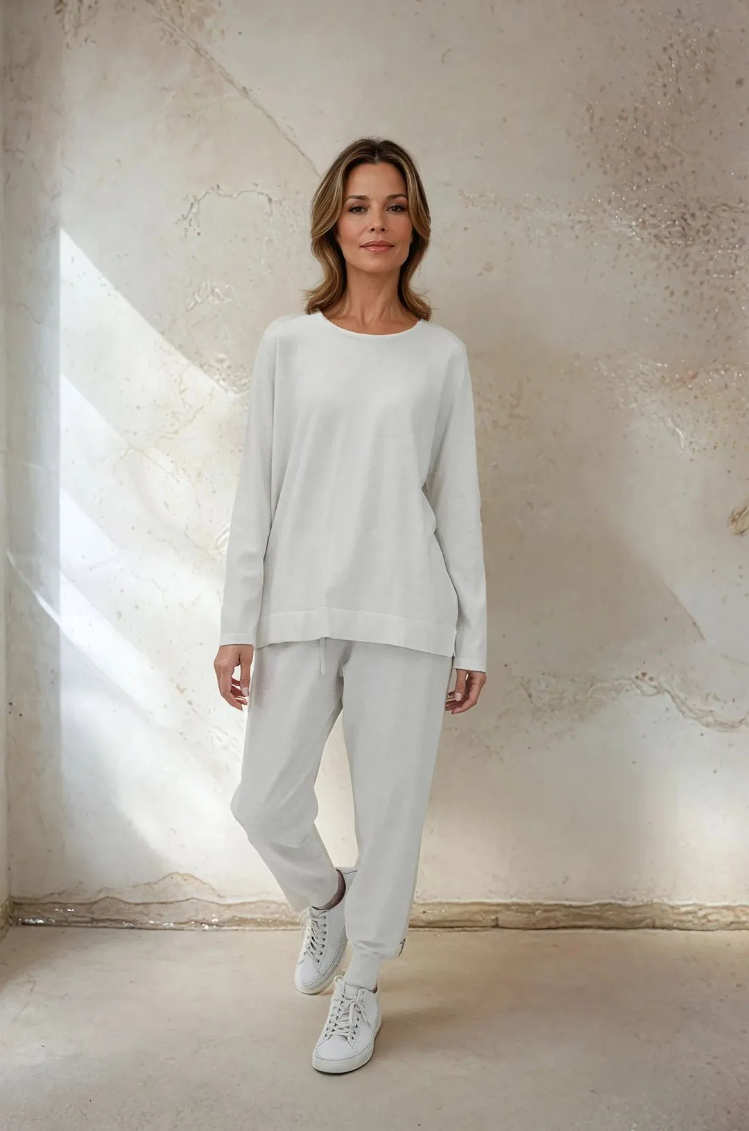 STEVIE LONG SLEEVE CREW IN KNIT PIMA COTTON neutral mood