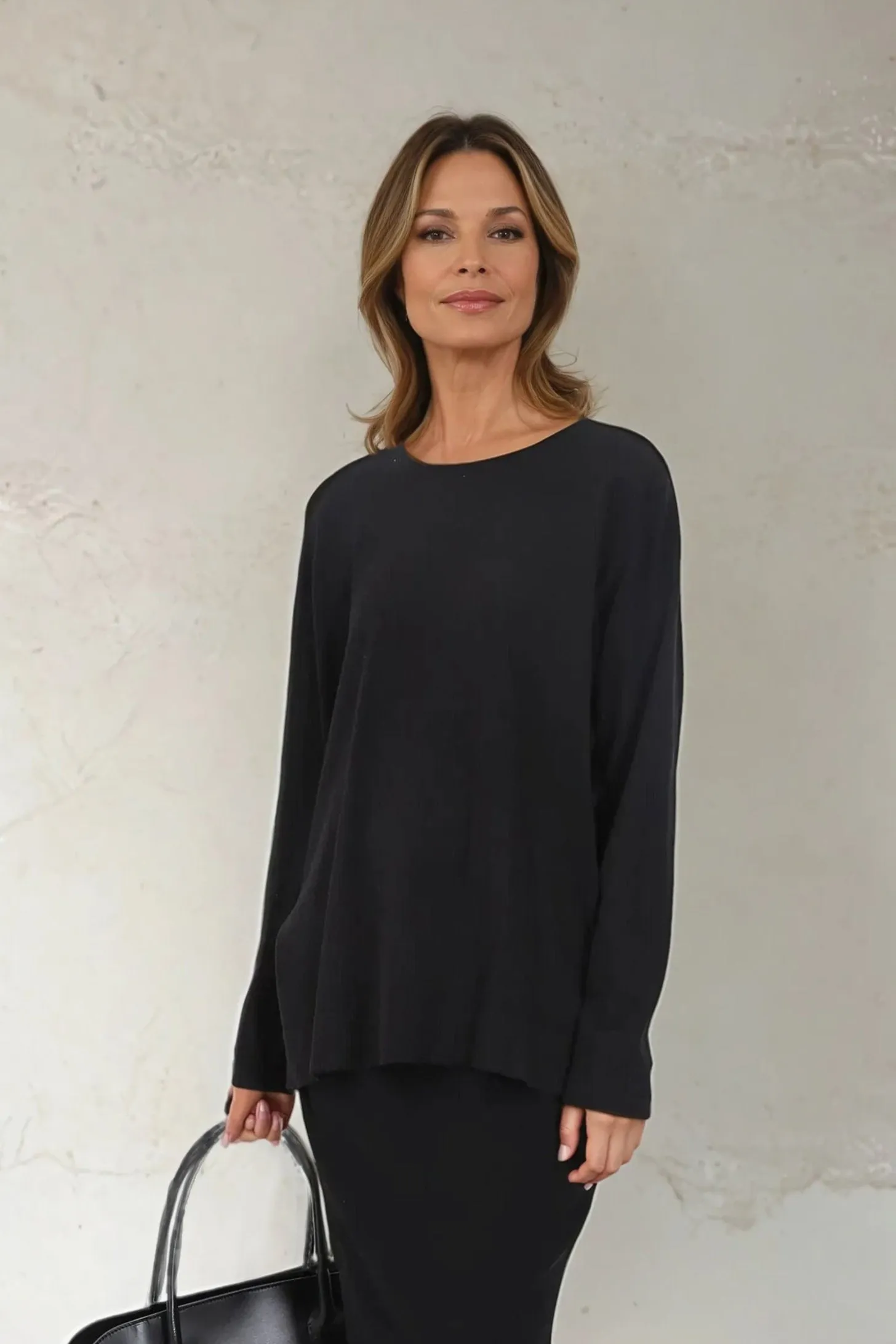 STEVIE LONG SLEEVE CREW IN KNIT PIMA COTTON ultra light