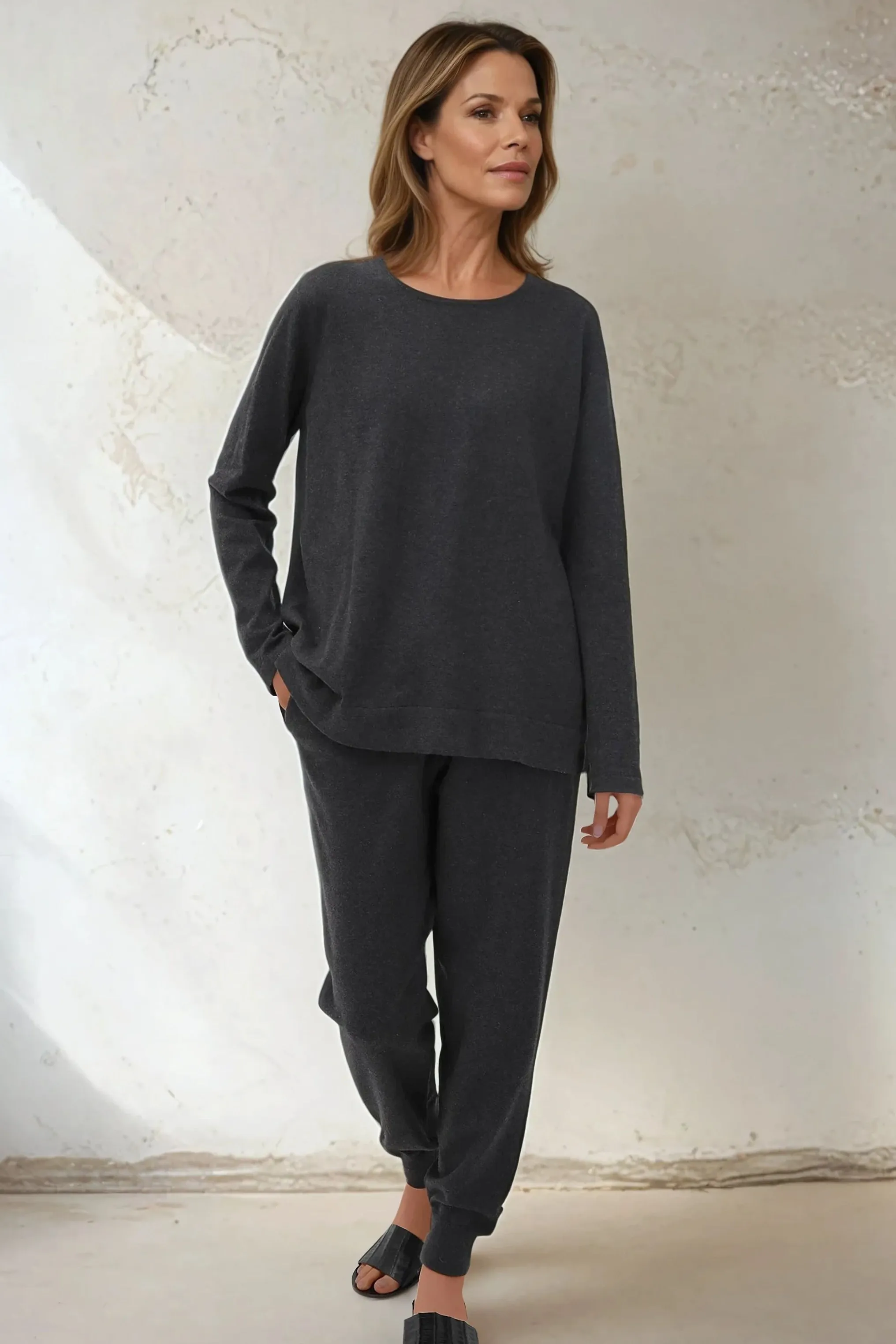 STEVIE LONG SLEEVE CREW IN KNIT PIMA COTTON care free