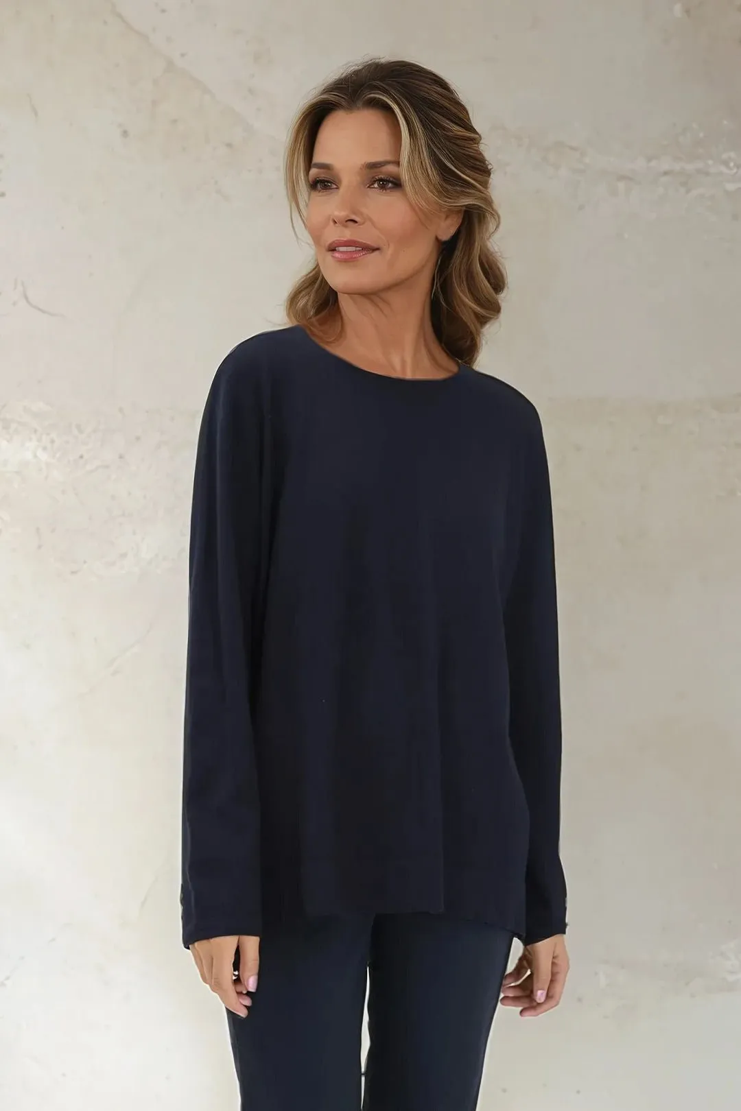 STEVIE LONG SLEEVE CREW IN KNIT PIMA COTTON heat lock