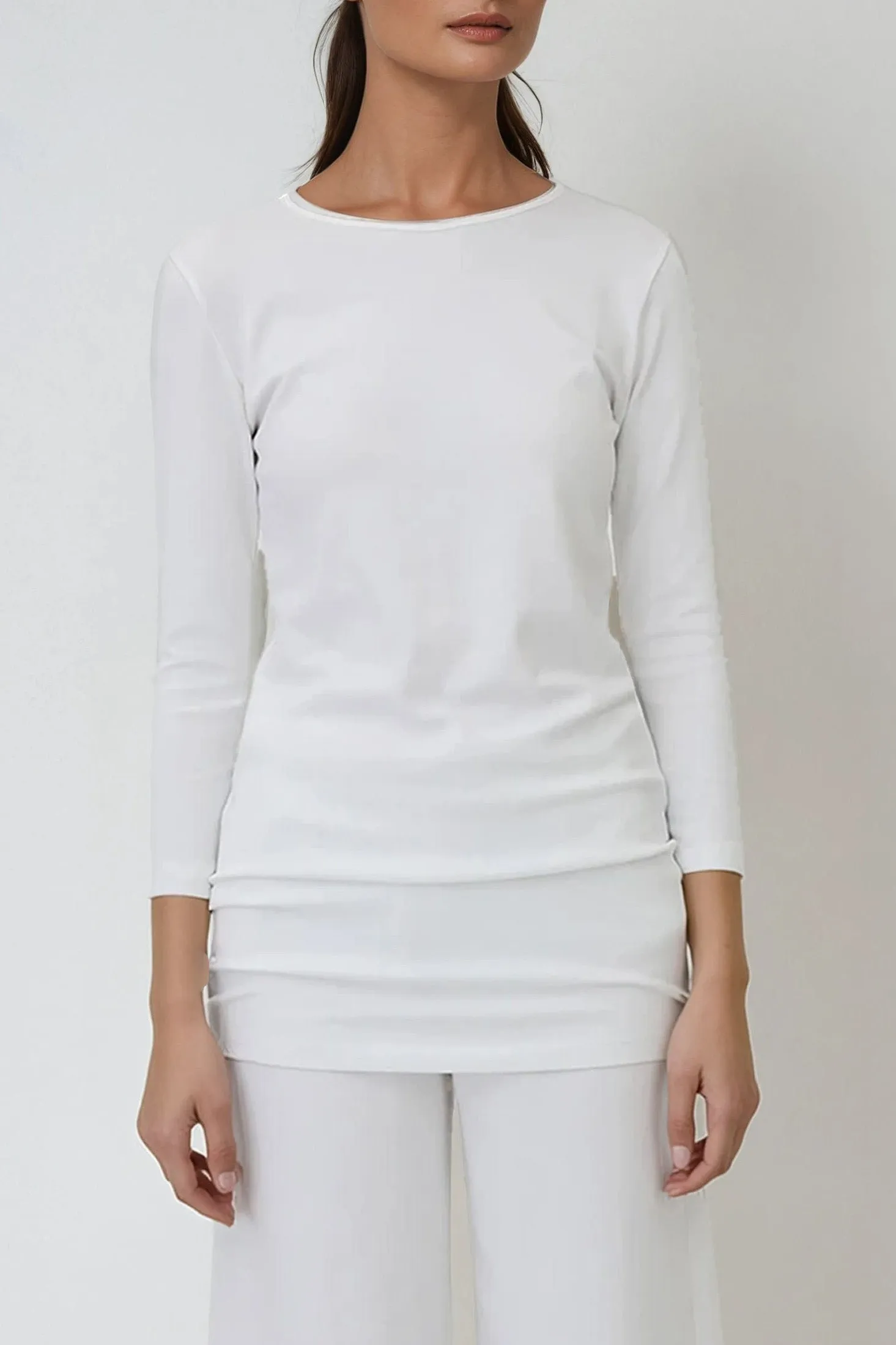 THREE-QUARTER SLEEVE BATEAU IN PIMA COTTON STRETCH quiet living