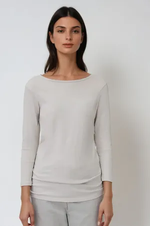 THREE-QUARTER SLEEVE BATEAU IN PIMA COTTON STRETCH ergonomic fit THREE-QUARTER SLEEVE BATEAU IN PIMA COTTON STRETCH close comfort
