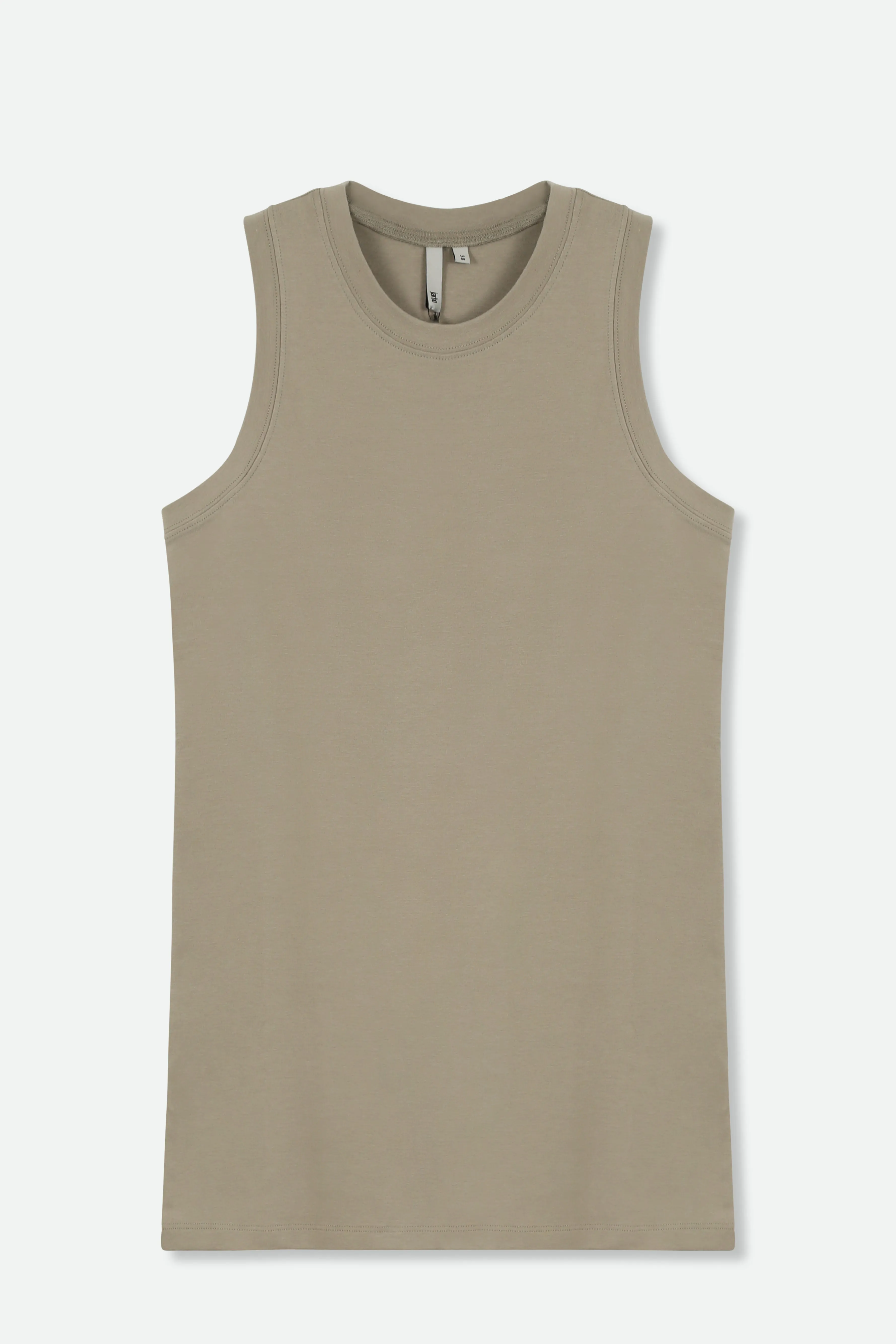 TUNIC LENGTH MUSCLE TANK IN PIMA COTTON STRETCH - Final Few Sizes US 8-10 humble grace