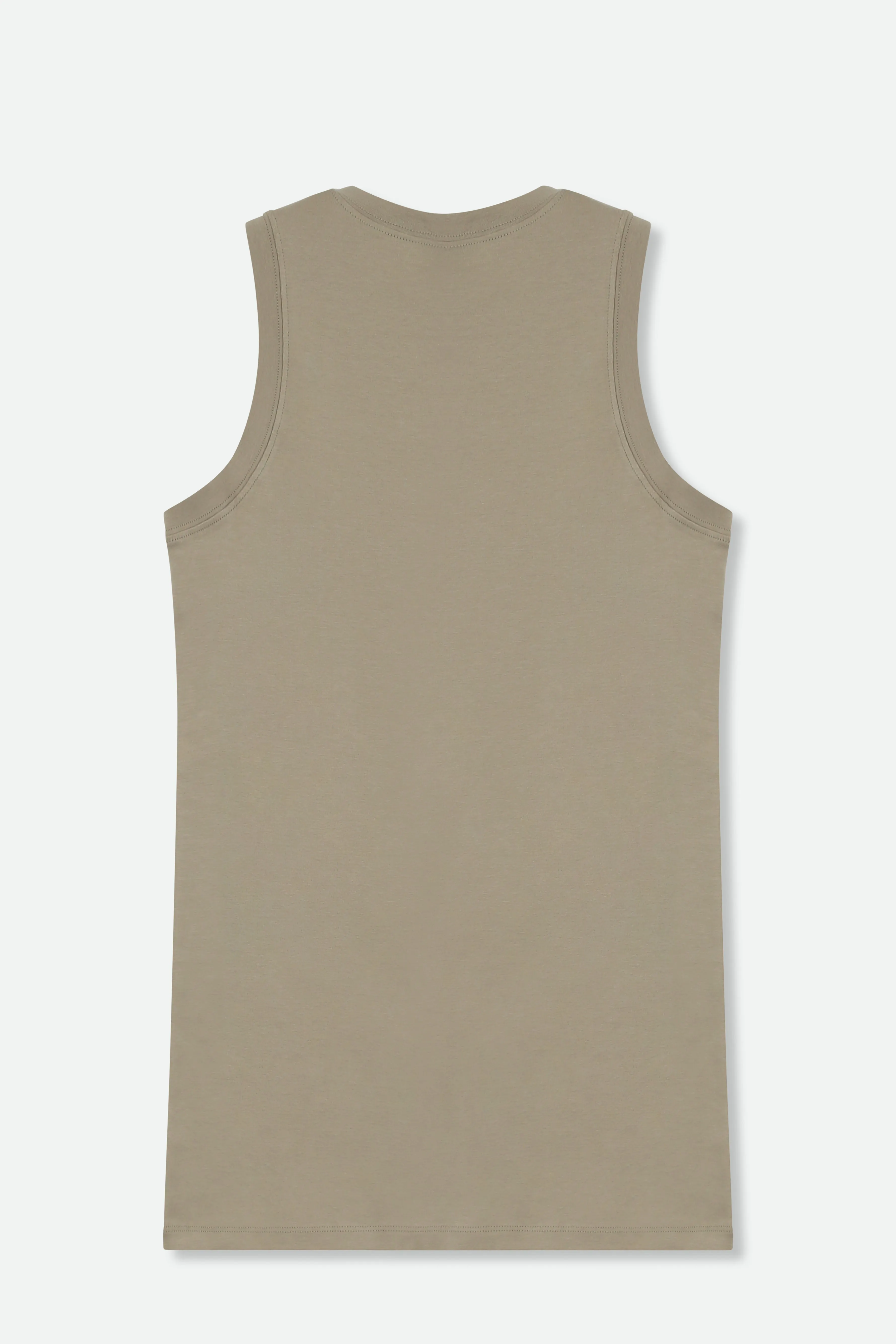 TUNIC LENGTH MUSCLE TANK IN PIMA COTTON STRETCH - Final Few Sizes US 8-10 lazy fit