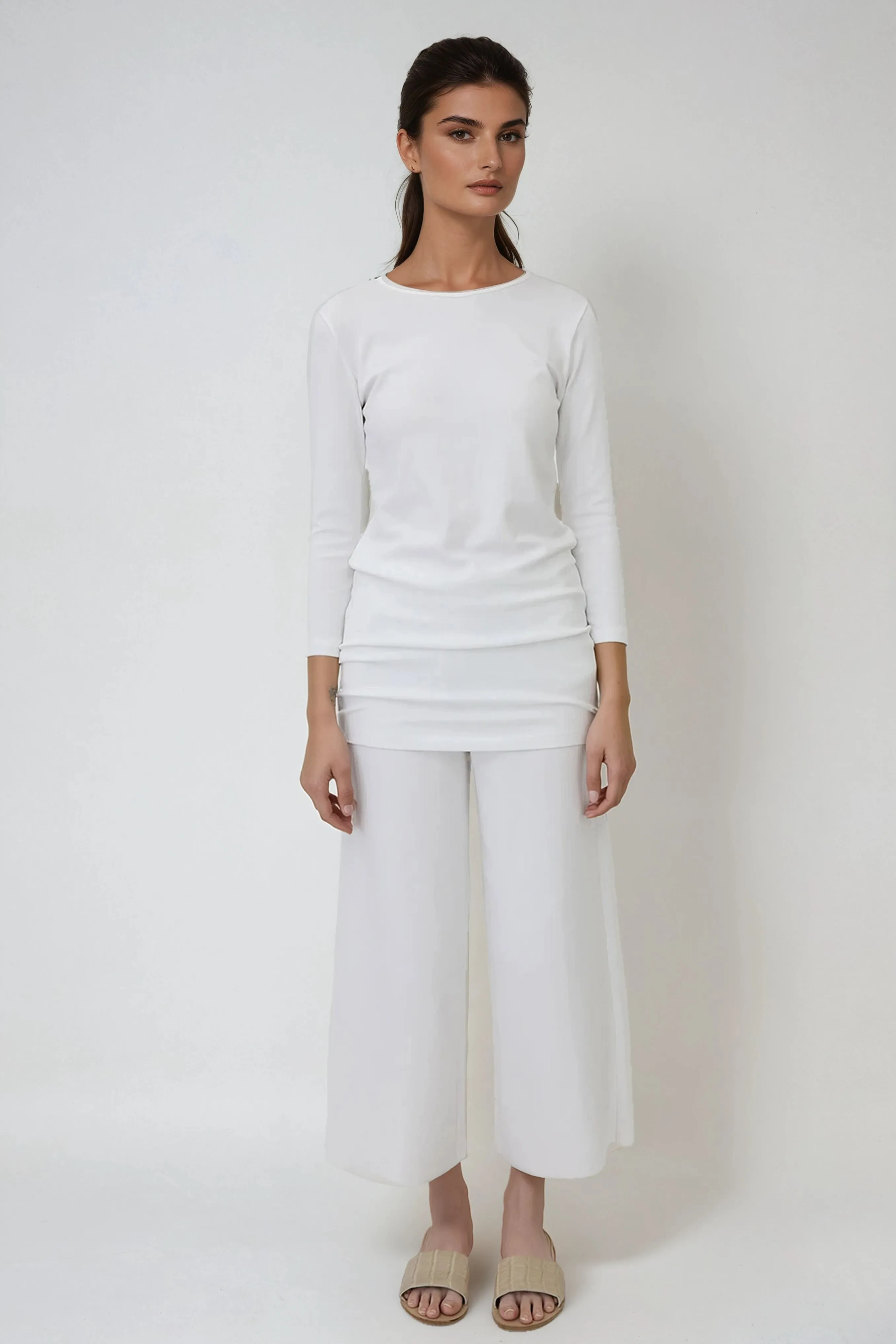 TUNIC LONG SLEEVE BATEAU NECK IN PIMA COTTON STRETCH ergonomic fit