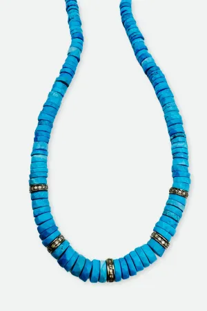 Turquoise Necklace Heishi Beads with 5 Diamond Spacer golden soul Turquoise Necklace Heishi Beads with 5 Diamond Spacer soft tone