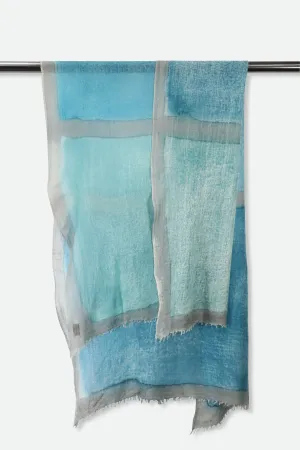 TURQUOISE SQUARES SCARF IN HAND DYED CASHMERE calm knitwear TURQUOISE SQUARES SCARF IN HAND DYED CASHMERE warm glow