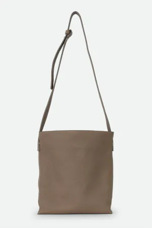 VINCENZA ITALIAN LEATHER BUCKET BAG TAUPE smooth vibe VINCENZA ITALIAN LEATHER BUCKET BAG TAUPE soft texture
