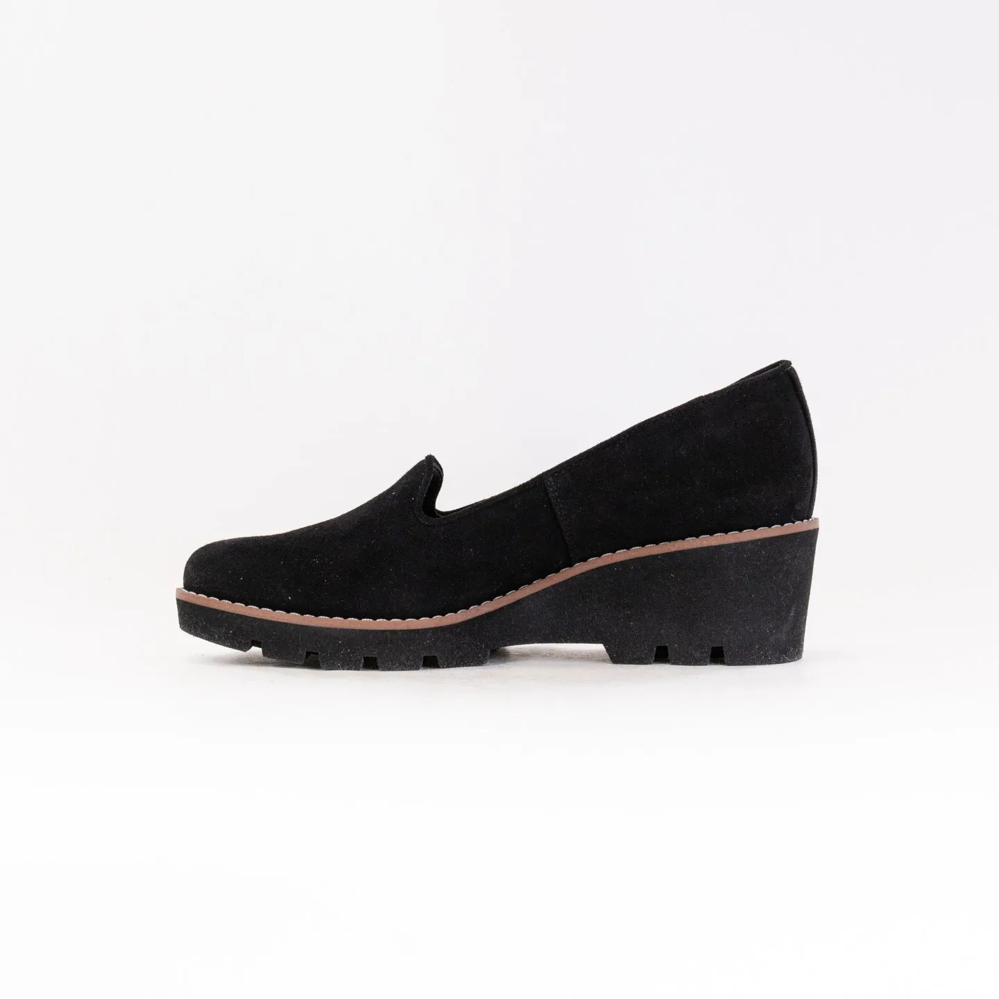 Vionic Willa Wedge (Women's) - Black Suede comfortable sneakers