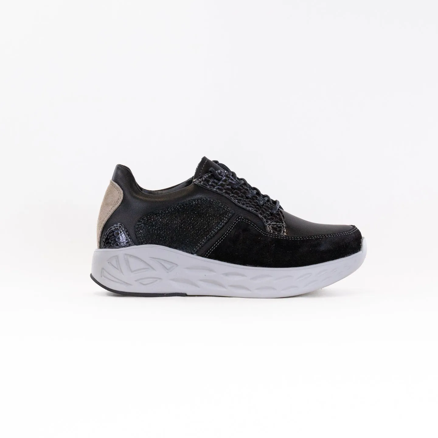 Wolky Bounce (Women's) - Black Combi Leather fast grip
