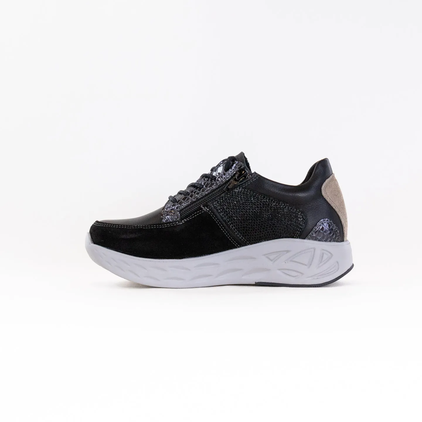 Wolky Bounce (Women's) - Black Combi Leather climate shell